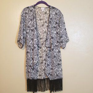 LuLaRoe Monroe Sheer Kimono with Fringe